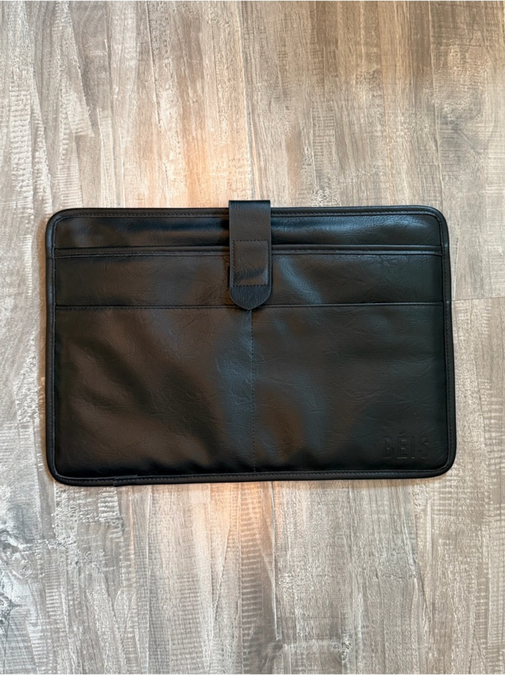 BEIS Black Leather Padded Laptop Case